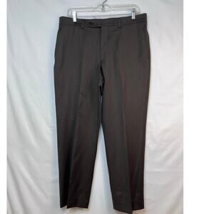 Jack Victor Men's Size 34 Brown 100% Wool Flat Front Straight Leg Dress Pants